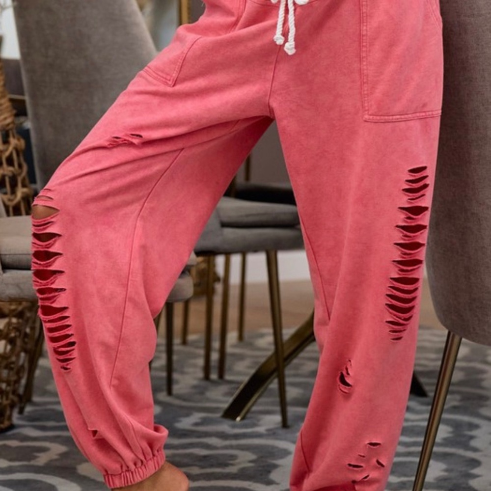 Black Distressed Soft Cozy Sweatpants